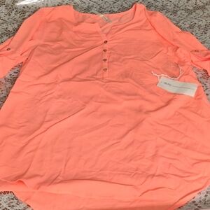 Women's Coral Button-Up Top